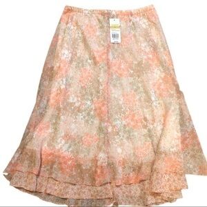 NWT Kim Rogers Pink Floral Milkmaid Cottagecore Skirt